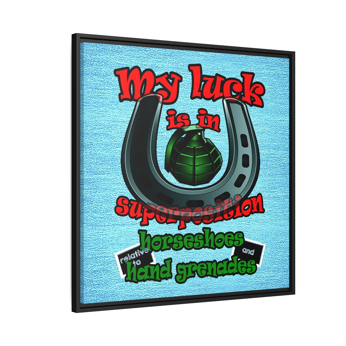 my luck - framed canvas art (faded blue)