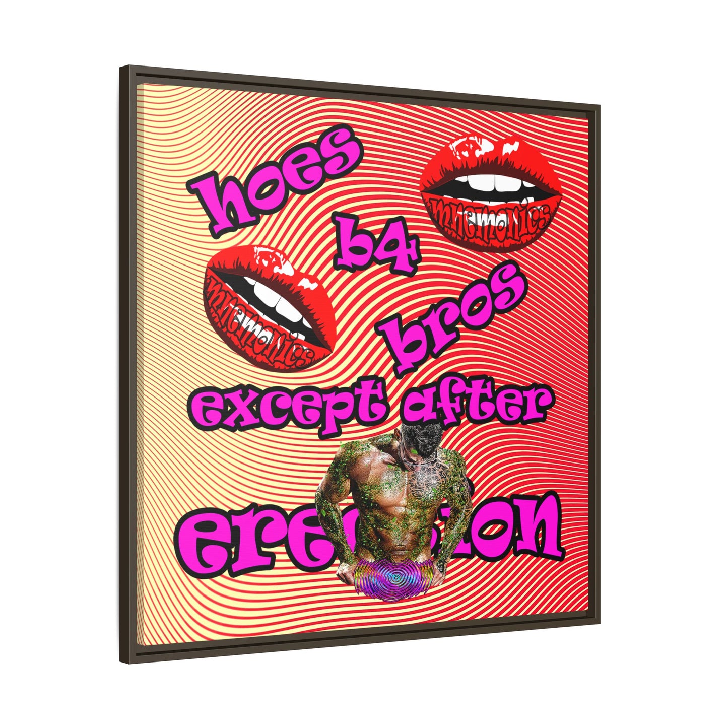 hoes b4 bros - framed canvas art (yellow-orange wave)
