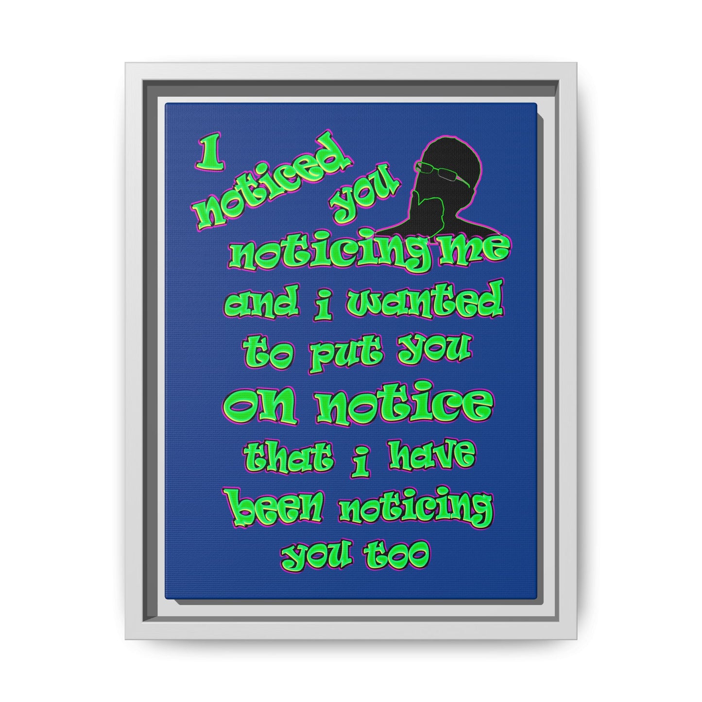noticed you noticing - framed canvas art (dark blue)