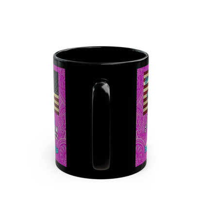 shoot for the stars - Black Mug (pink swirl)