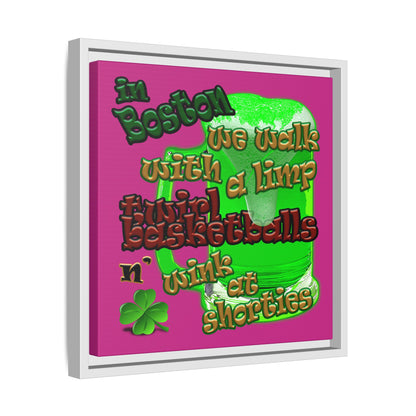 celtics logo - framed canvas art (pink)