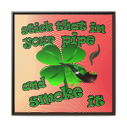 stick that in your pipe and smoke it - framed canvas art (yellow-orange wave)