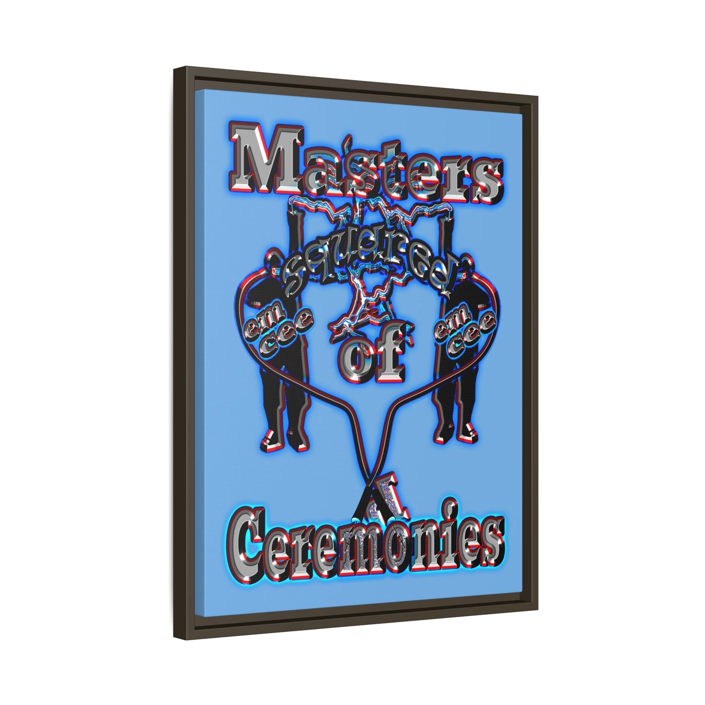 em cee squared - framed canvas art (light blue)