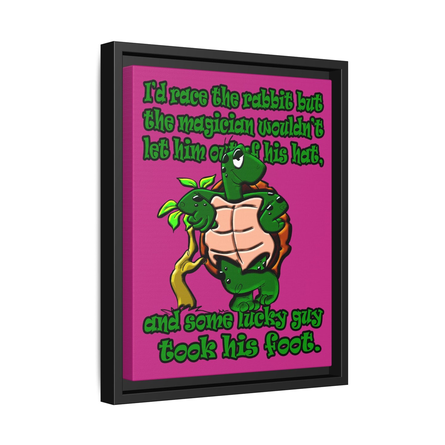 turtle race - framed canvas art (pink)