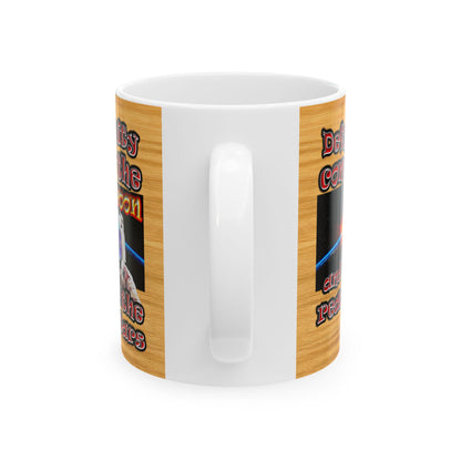 defy conquer reach - White Mug (butterscotch wood finish)