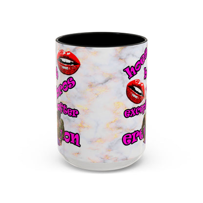 hoes b4 bros - Accent Mug (white marble)