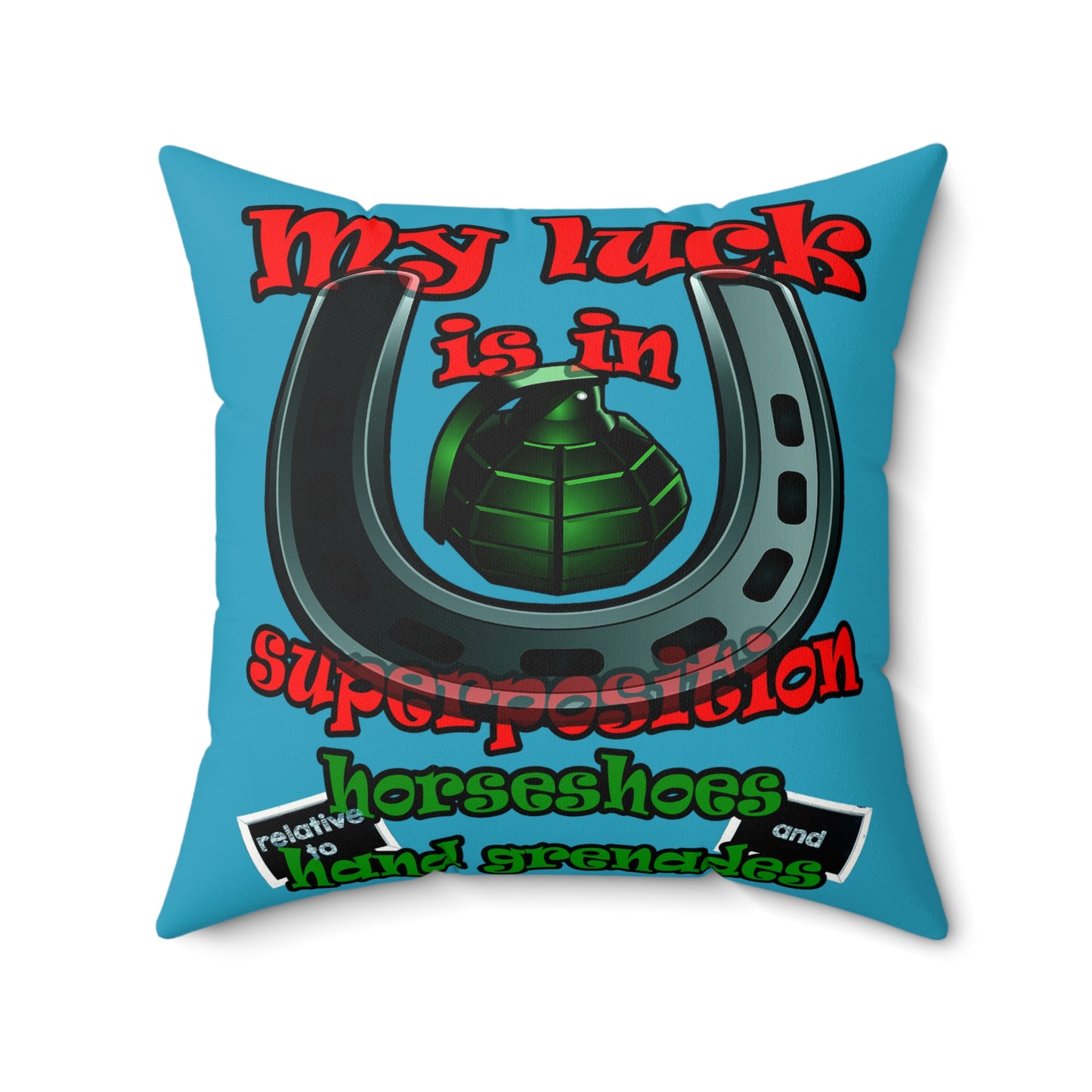my luck - Faux Suede Square Pillow - (turquoise)