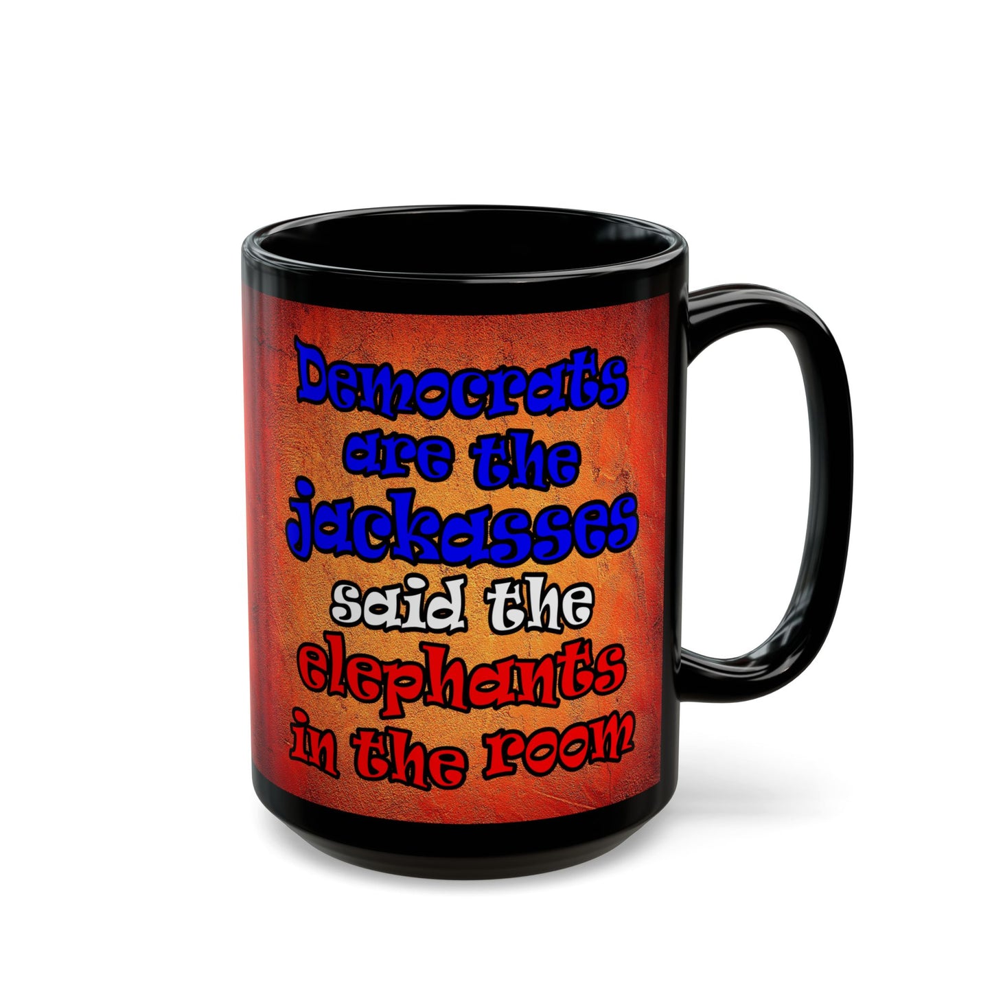 donkeys and elephants - Black Mug (burnt orange)