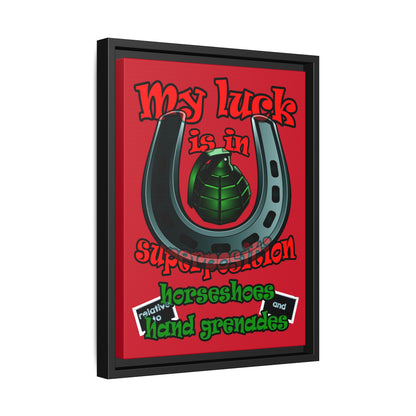 my luck - framed canvas art (dark red)
