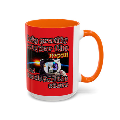 defy conquer reach - Accent Mug (red)