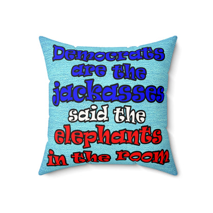 donkeys and elephants - Faux Suede Square Pillow - (faded blue)