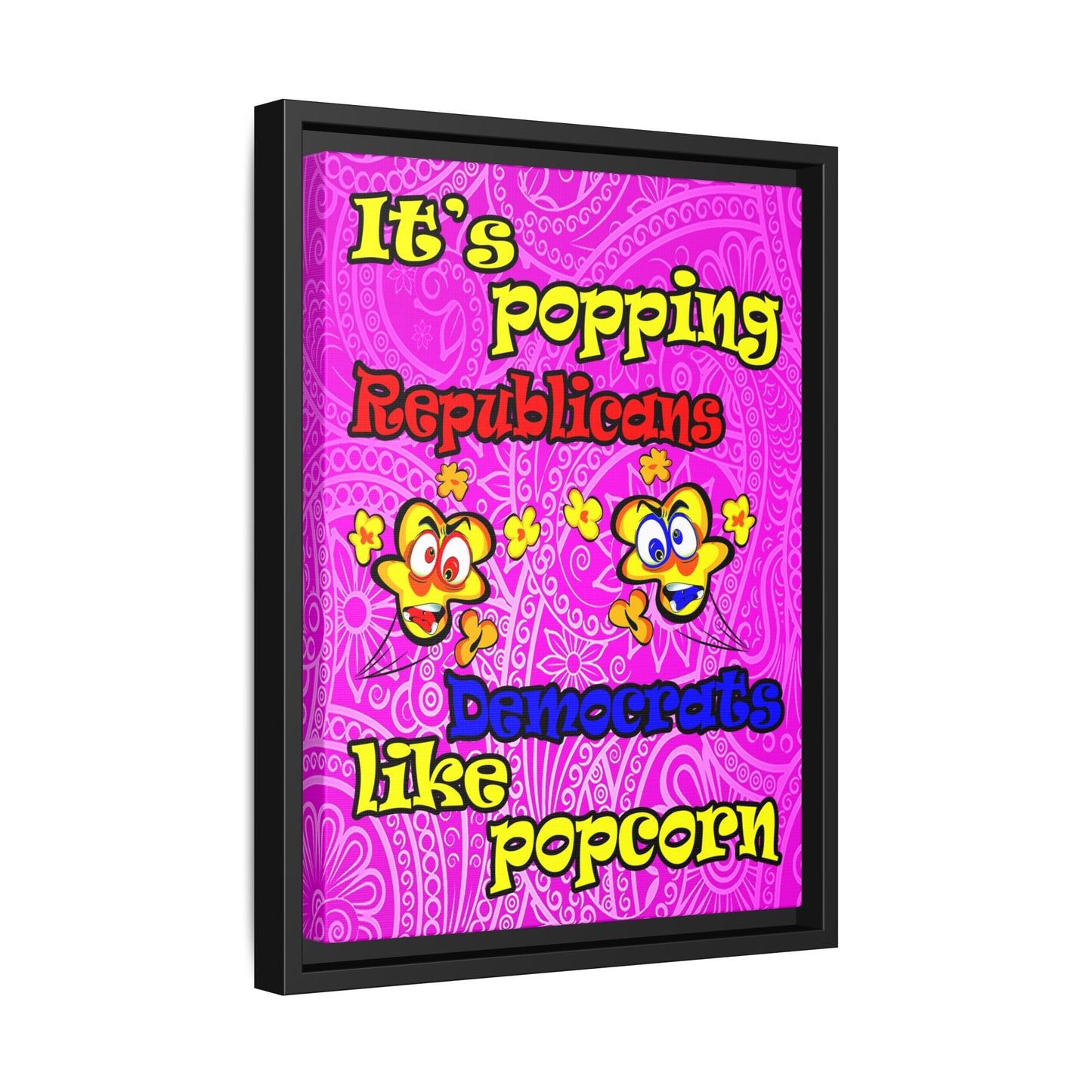 popping like popcorn - framed canvas art (pink swirl)