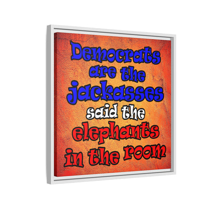 donkeys and elephants - framed canvas art (burnt orange)
