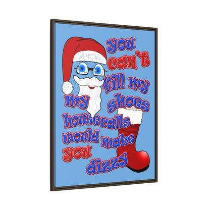 santa's shoes - framed canvas art (light blue)