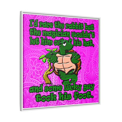 turtle race - framed canvas art (pink swirl)