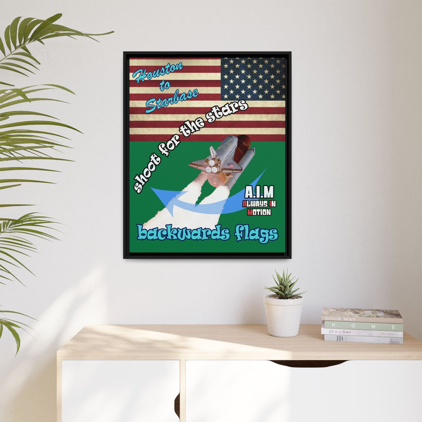shoot for the stars - framed canvas art (dark green)