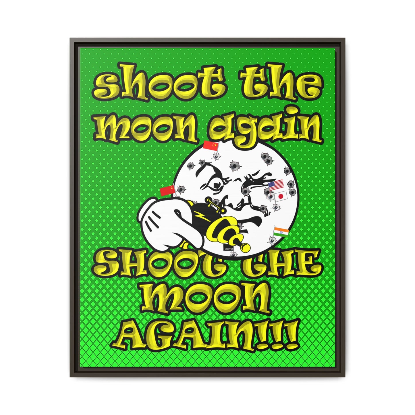 shoot the moon again - framed canvas art (logo green)