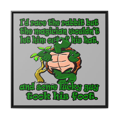 turtle race - framed canvas art (light grey)