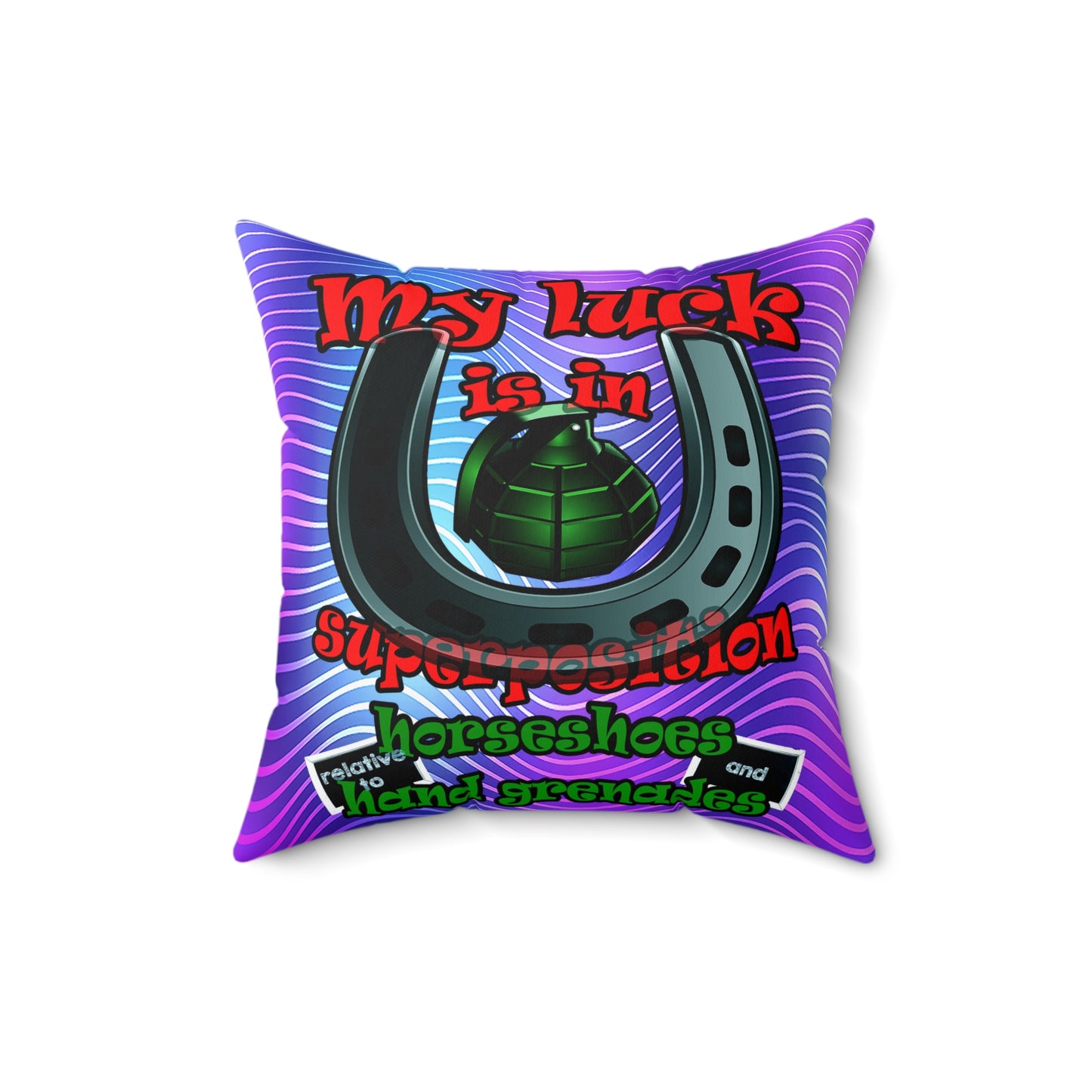 my luck - Spun Polyester Square Pillow - (purple wave)