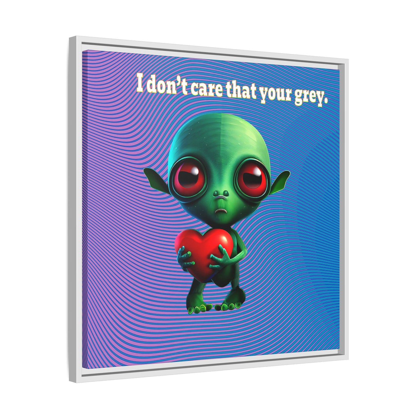I don't care that your grey - framed canvas art (light blue-purple wave)