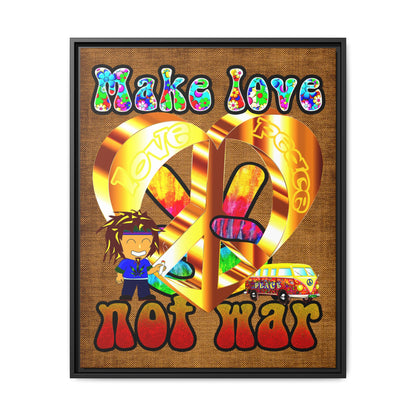 love peace - framed canvas art (brown papyrus)