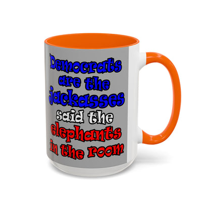 donkeys and elephants - Accent Mug (light grey)