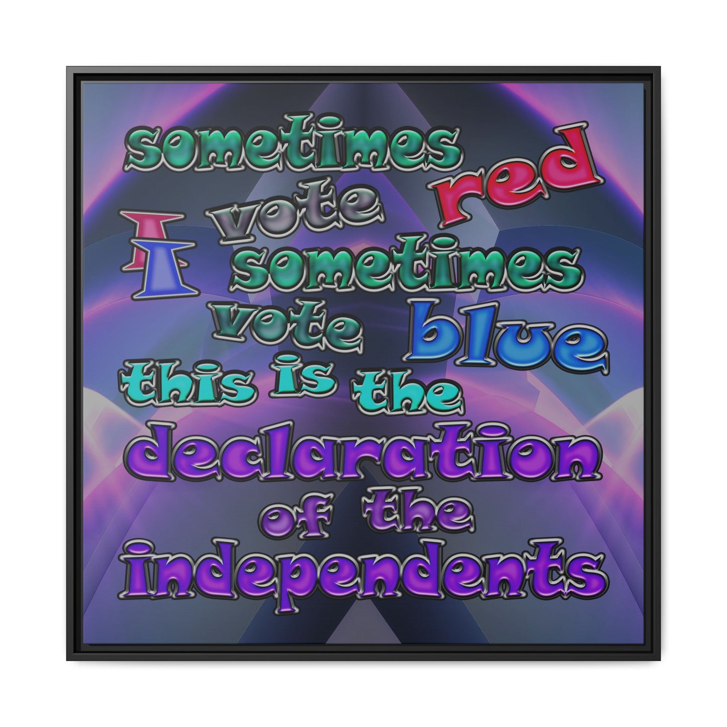 declaration of the independents - framed canvas art (grey-pink wave)