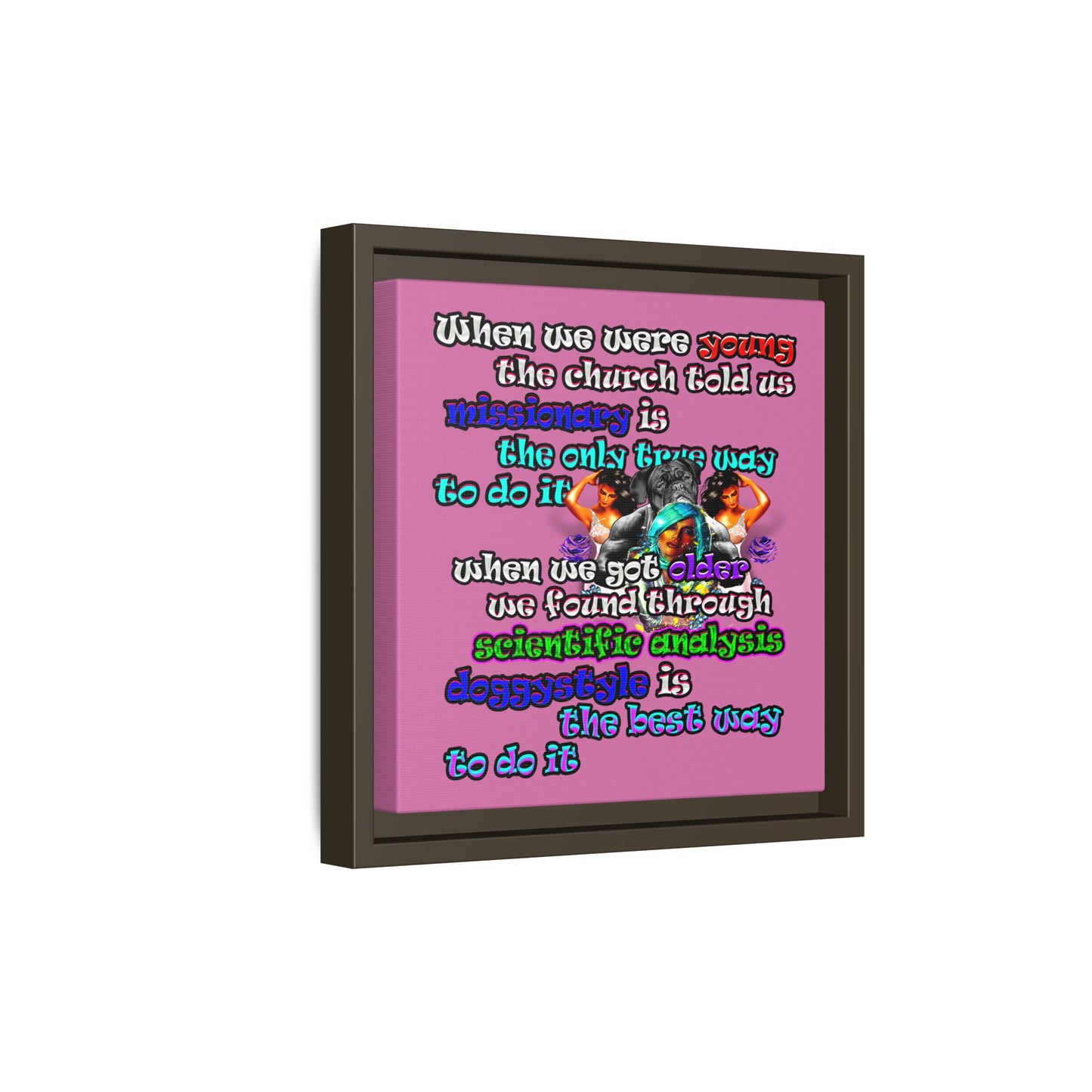 doggystyle - framed canvas art (light pink)