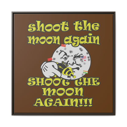 shoot the moon again - framed canvas art (brown)