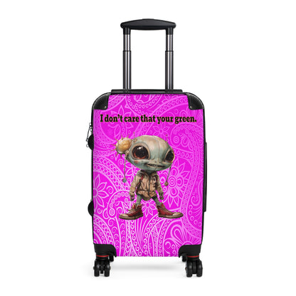 I don't care that your green - Suitcase (pink swirl)