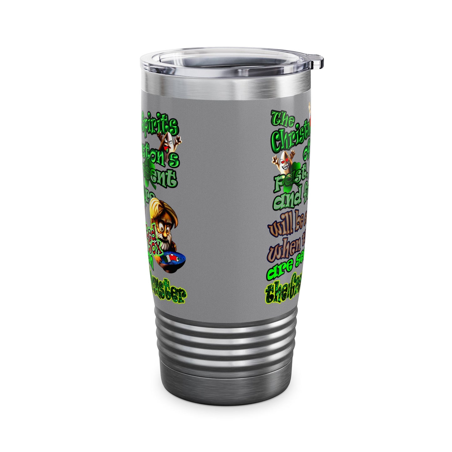 christmas spirits of boston - Ringneck Tumbler, 20oz (grey)