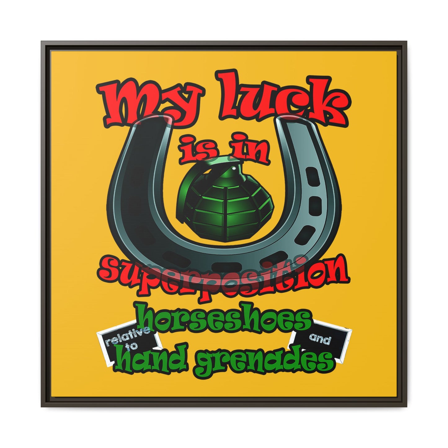 my luck - framed canvas art (yellow)