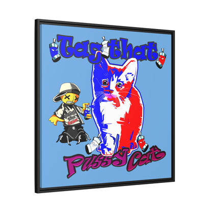 tag that - framed canvas art (light blue)