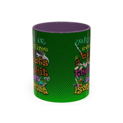 the bum's shit - Accent Mug (logo green)