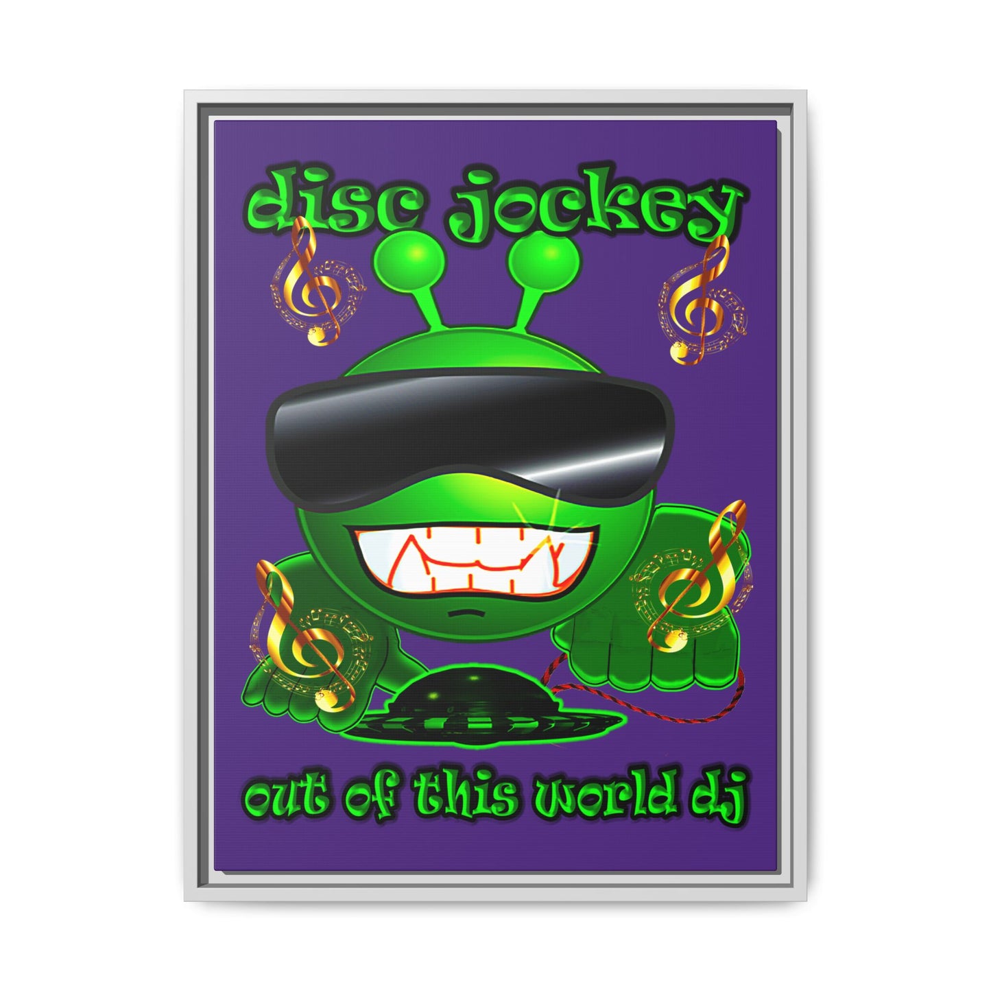 disc jockey - framed canvas art (purple)