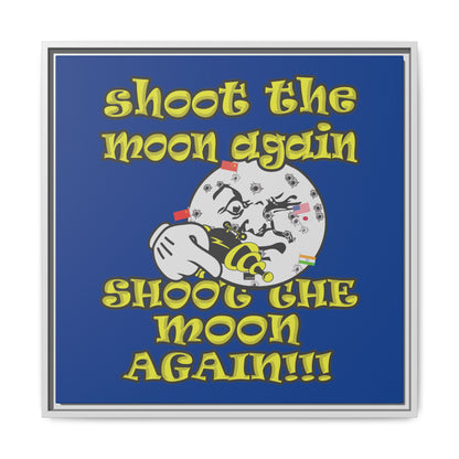 shoot the moon again - framed canvas art (dark blue)