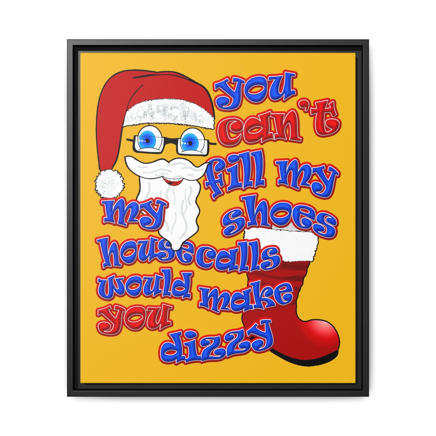 santa's shoes - framed canvas art (yellow)