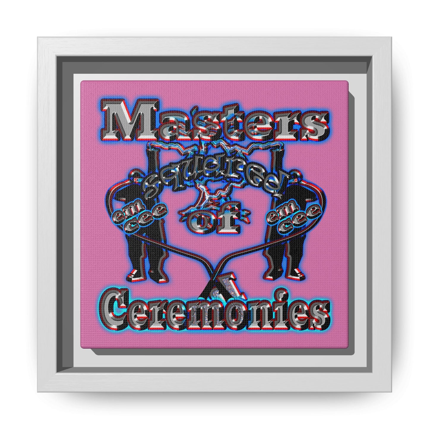 em cee squared - framed canvas art (light pink)