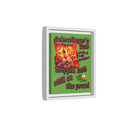 schrodinger's cat - framed canvas art (green)