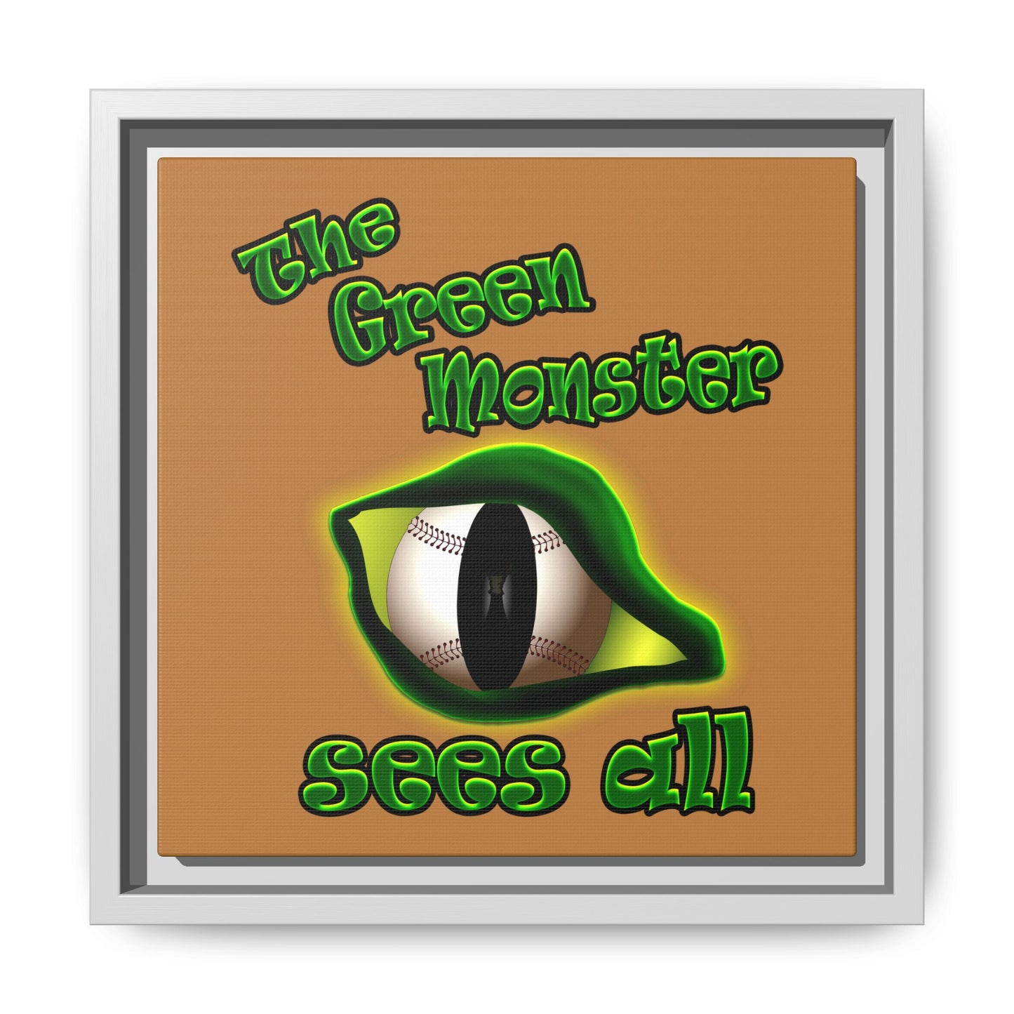 green monster - framed canvas art (light brown)