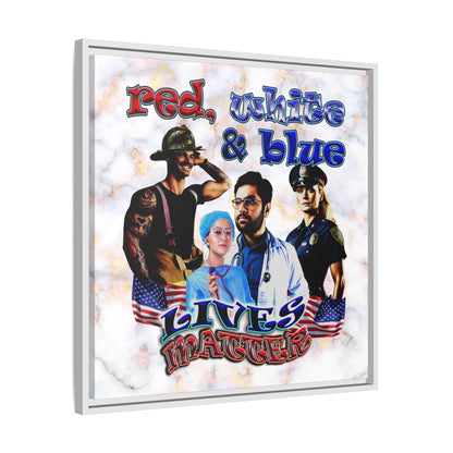 rw&b lives matter - framed canvas art (white marble)