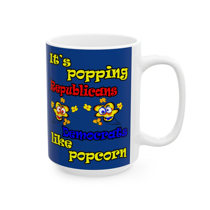 popping like popcorn - White Mug (dark blue)