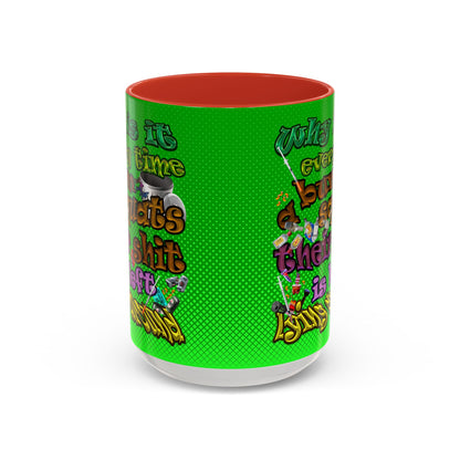 the bum's shit - Accent Mug (logo green)