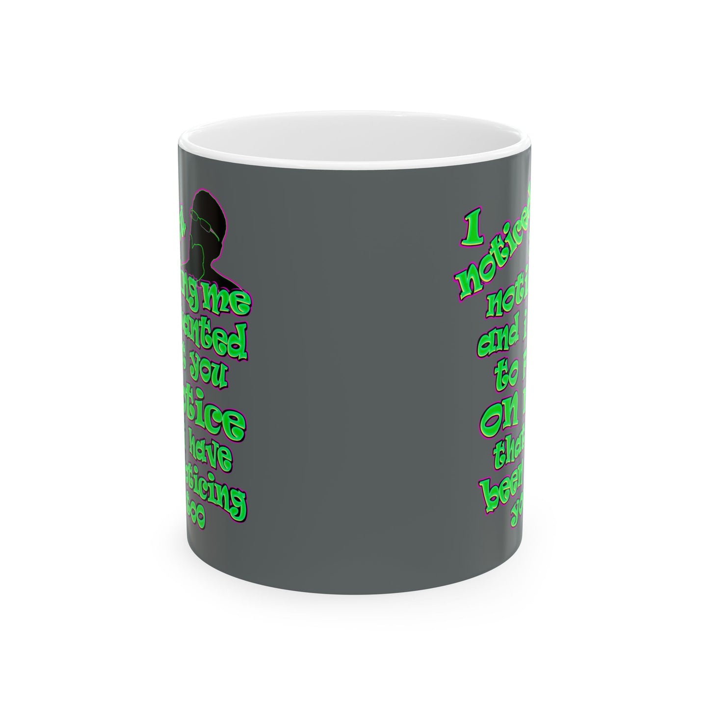 noticed you noticing - White Mug (dark grey)