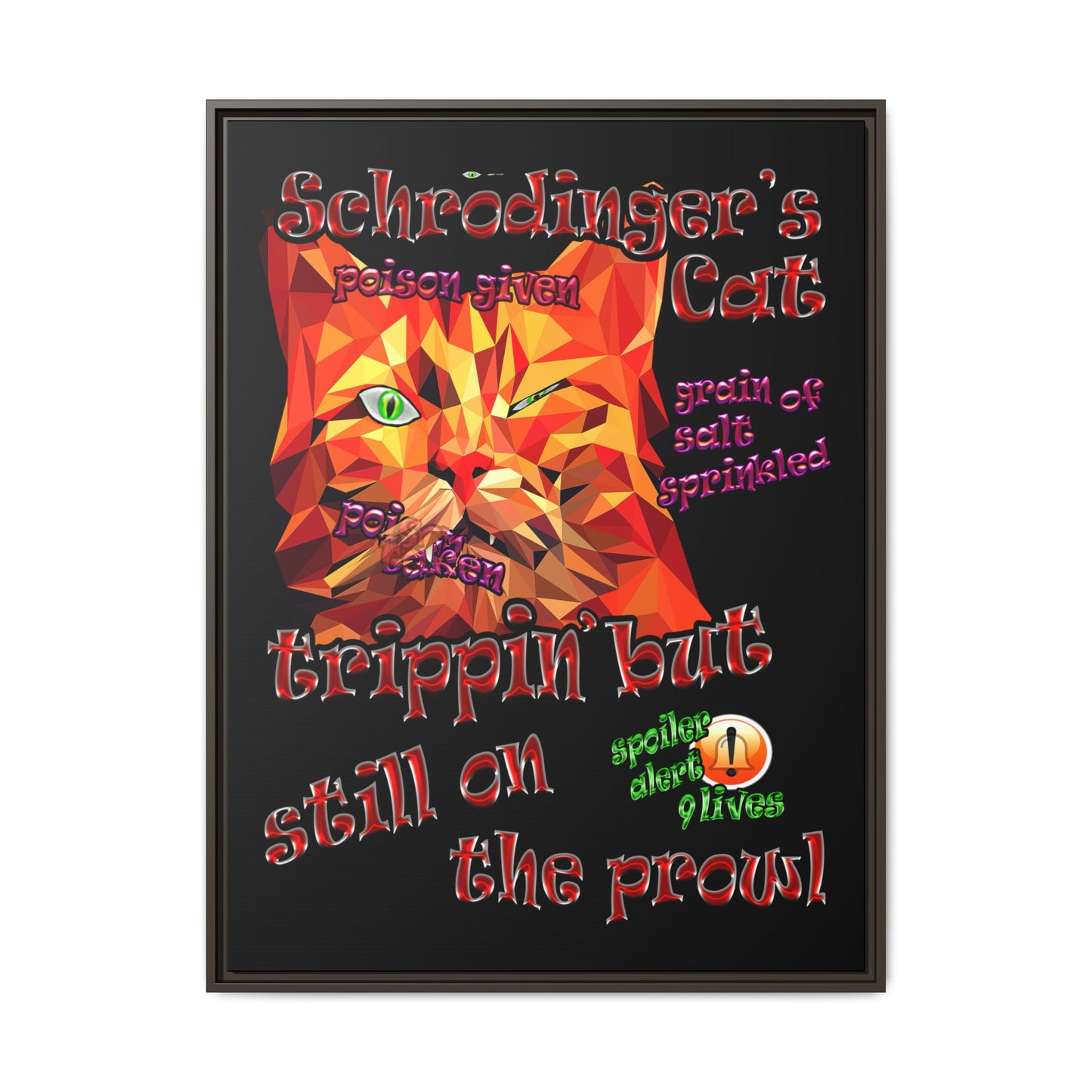 schrodinger's cat - framed canvas art (black)