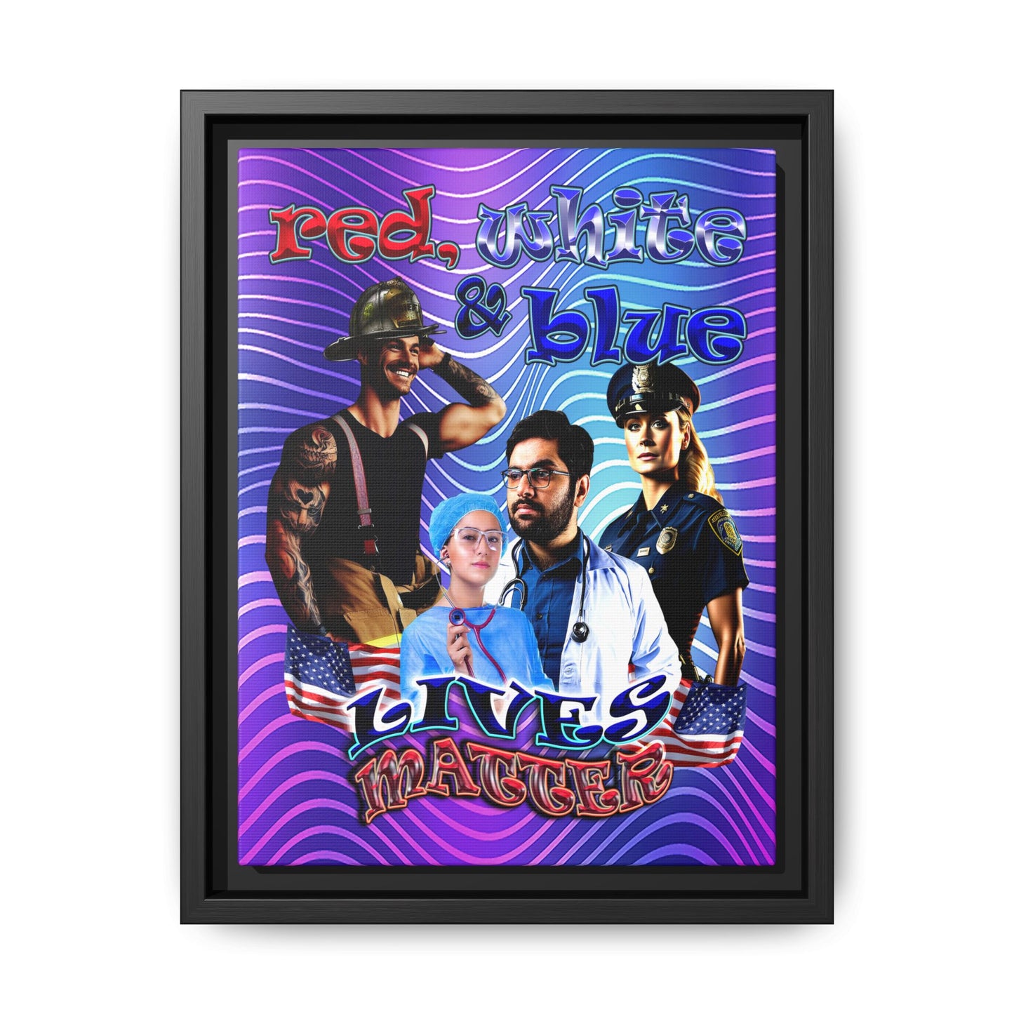 rw&b lives matter - framed canvas art (purple wave)