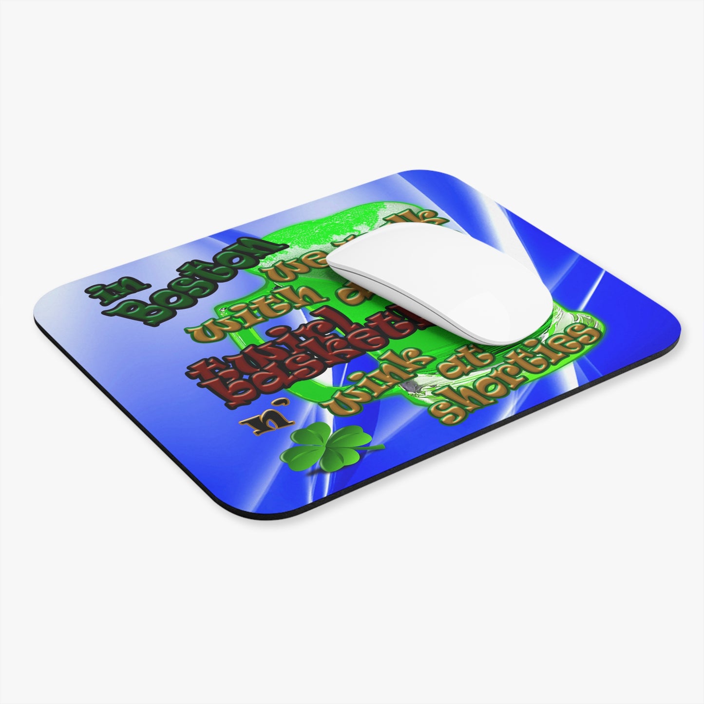celtics logo - Mouse Pad (Rectangle) (blue-white wave)