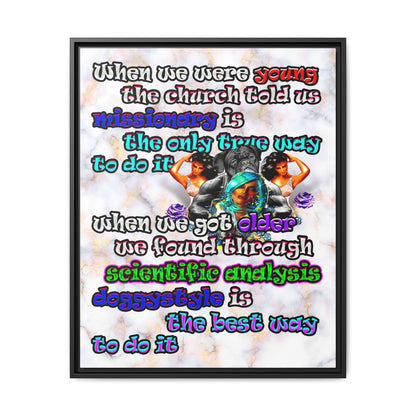 doggystyle - framed canvas art (white marble)