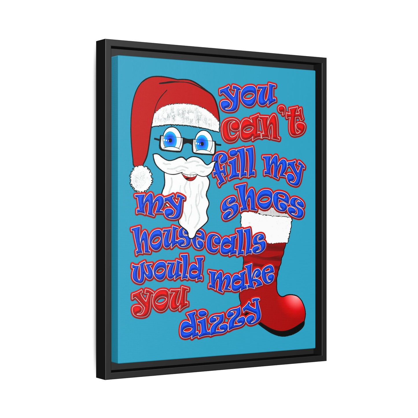 santa's shoes - framed canvas art (turquoise)