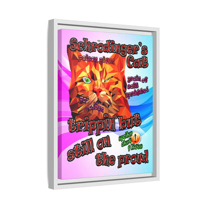 schrodinger's cat - framed canvas art (light blue-pink wave)